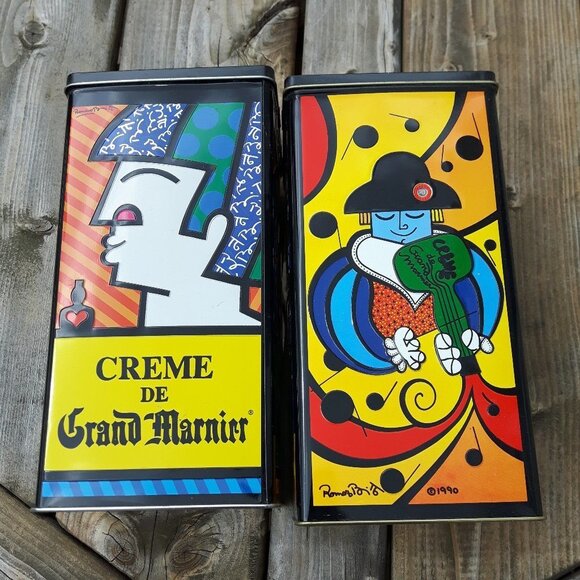 GRAND MARNIER VINTAGE 1990 ROMERO BRITTO TIN  PAIR - Picture 4 of 5